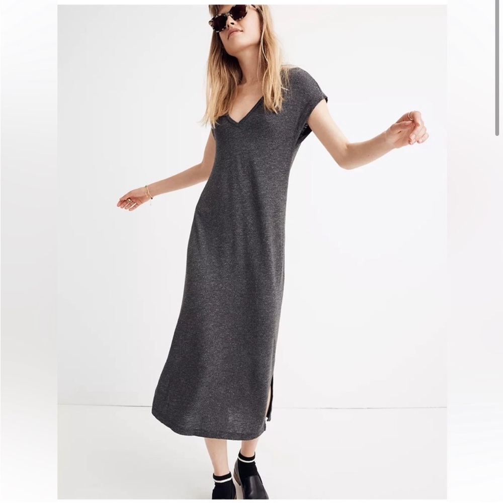 Madewell | Horizon Midi Dress in Heather Black | Size X-Small